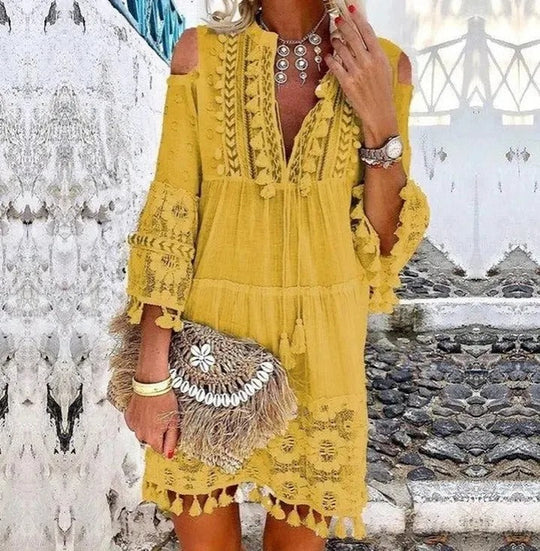 Boho Spitzen-Mini-Kleid