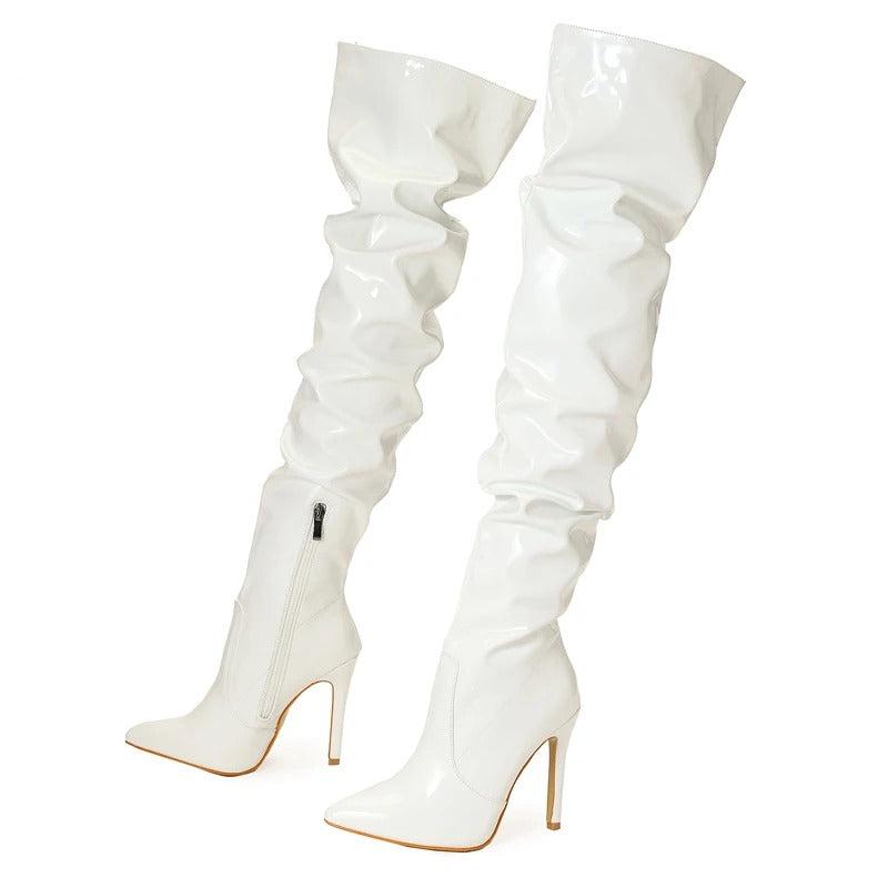 Frauen Über-den-Knie Stiefel Leder Stil