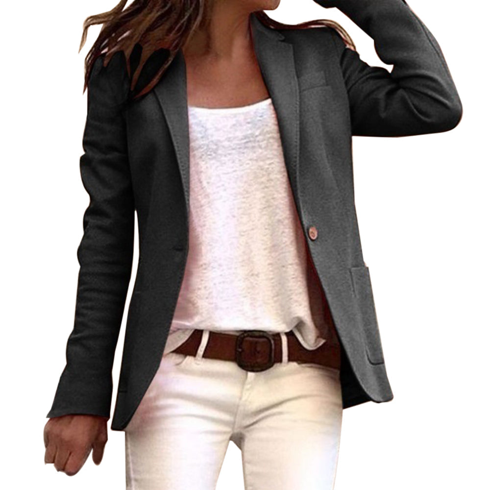 ShopNory Damen Blazer mit Revers und Ein-Knopf-Design