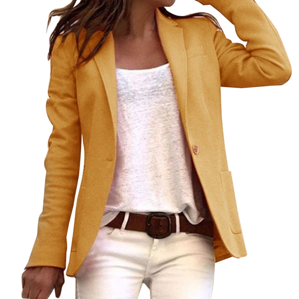 ShopNory Damen Blazer mit Revers und Ein-Knopf-Design