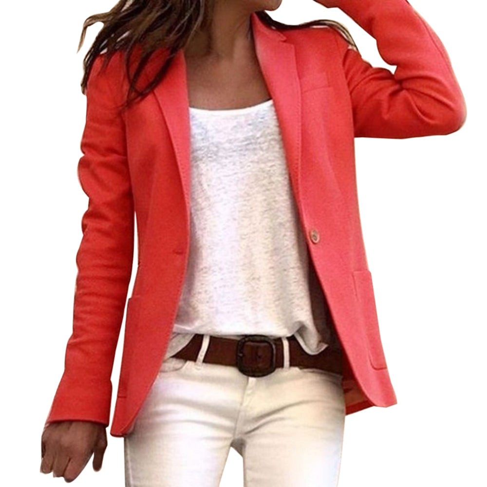 ShopNory Damen Blazer mit Revers und Ein-Knopf-Design