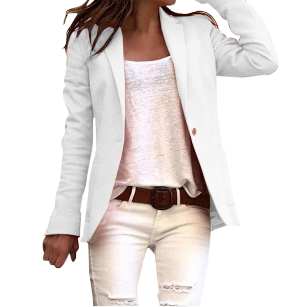 ShopNory Damen Blazer mit Revers und Ein-Knopf-Design
