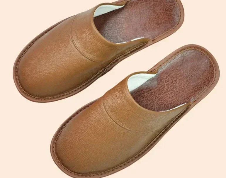 ShopNory | Bequeme Hausschuhe für Männer aus Schwarzem Rinds