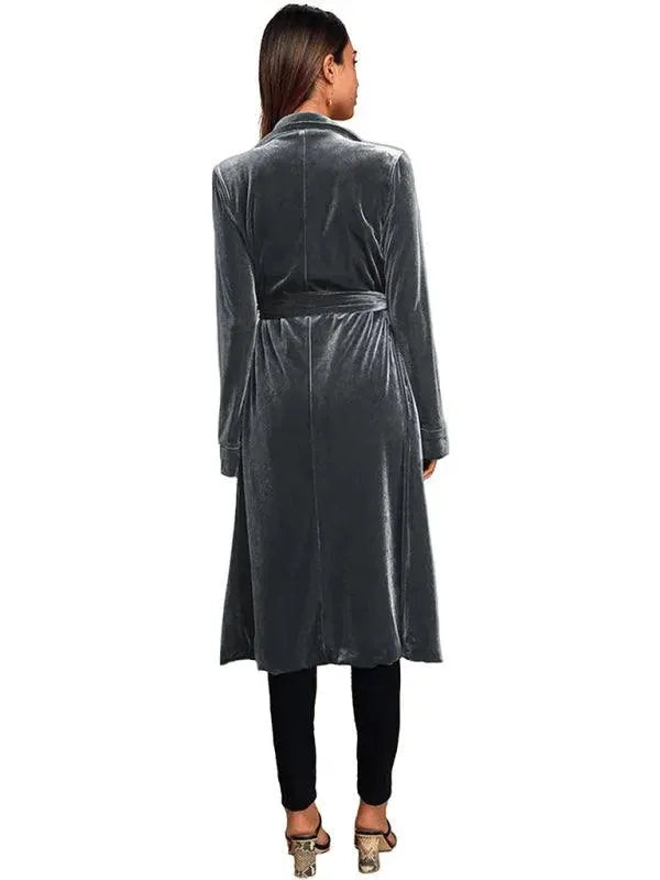 Samt Lange Blazer Damen Mantel