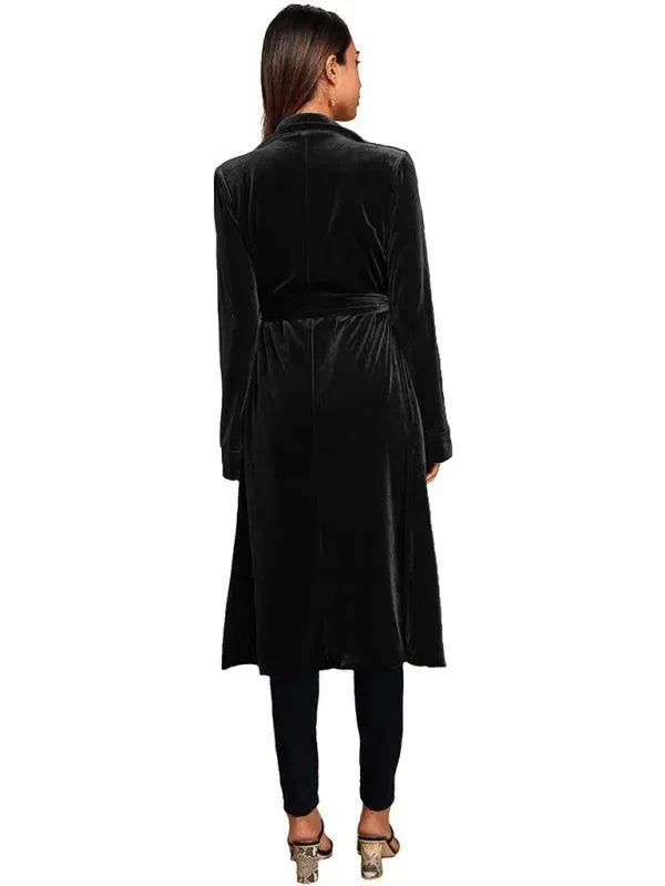 Samt Lange Blazer Damen Mantel