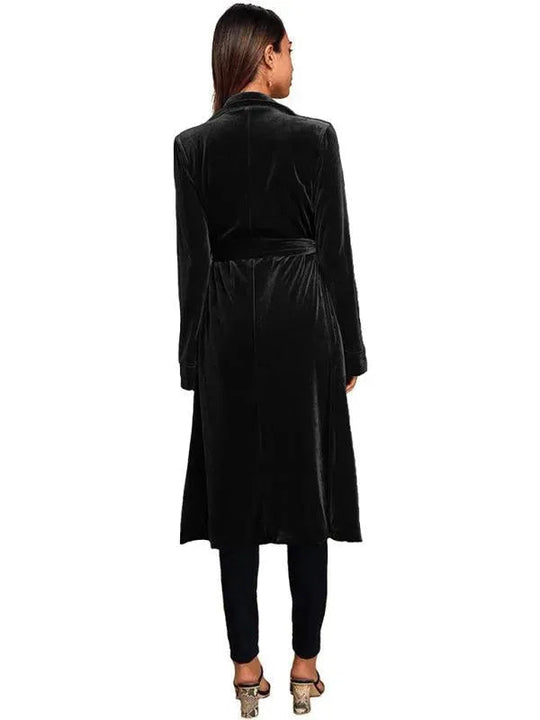 Samt Lange Blazer Damen Mantel