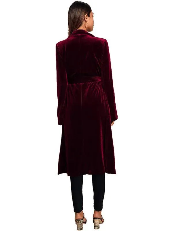 Samt Lange Blazer Damen Mantel
