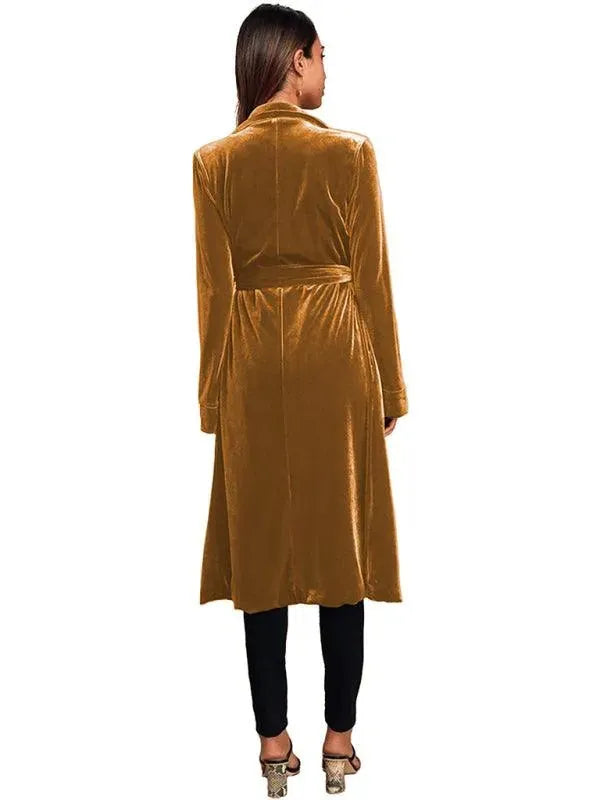 Samt Lange Blazer Damen Mantel