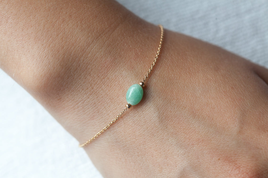 Echtsteinarmband - Grüner Quarzit - 18K vergoldet | Shop Nory