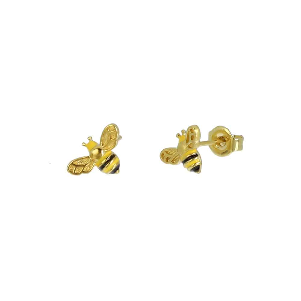 Vergoldete Bienen Ohrstecker – zarte Emaille-Details, feminin & verspielt | Shop Nory