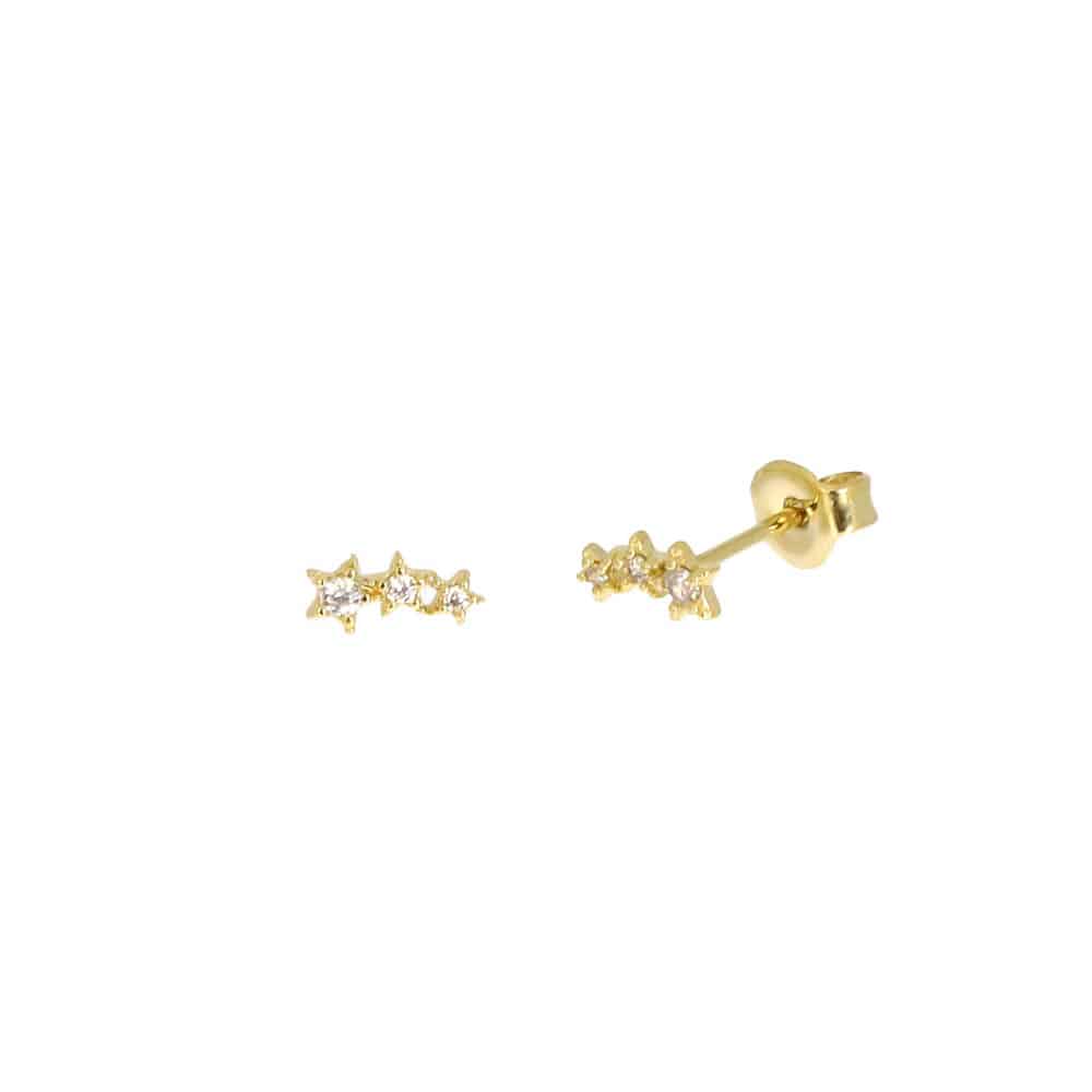 Vergoldete Stern Ohrstecker – Trio-Sterne mit Zirkonia, filigran & funkelnd | Shop Nory