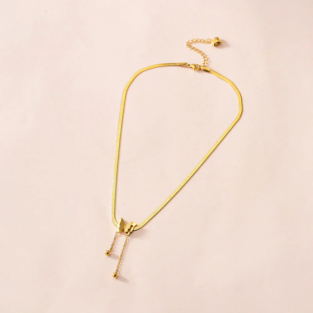 Goldene Schmetterlingsklingen Schlangenkette Halskette | Shop Nory