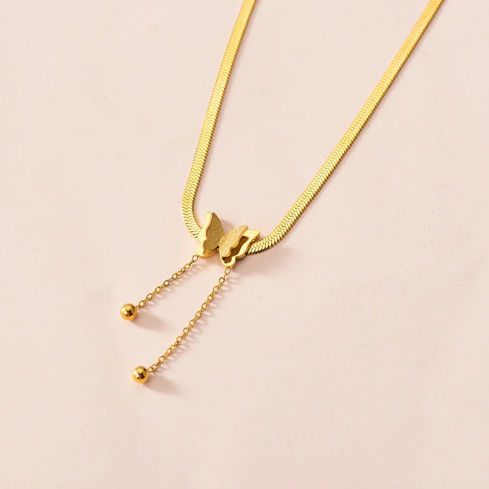 Goldene Schmetterlingsklingen Schlangenkette Halskette | Shop Nory