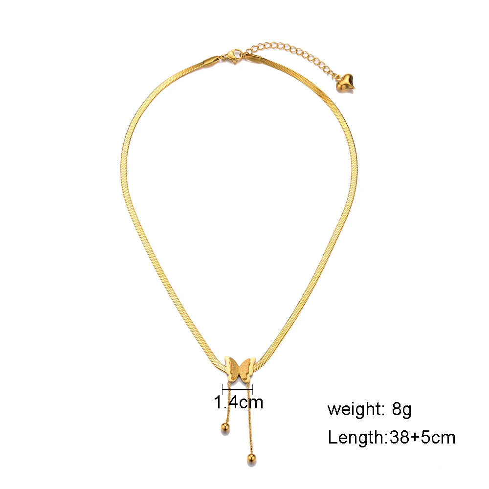 Goldene Schmetterlingsklingen Schlangenkette Halskette | Shop Nory