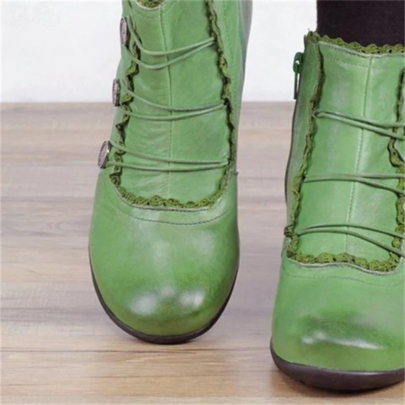 Damen Viktorianische Schnür-Stiefeletten mit Spitzenbesatz