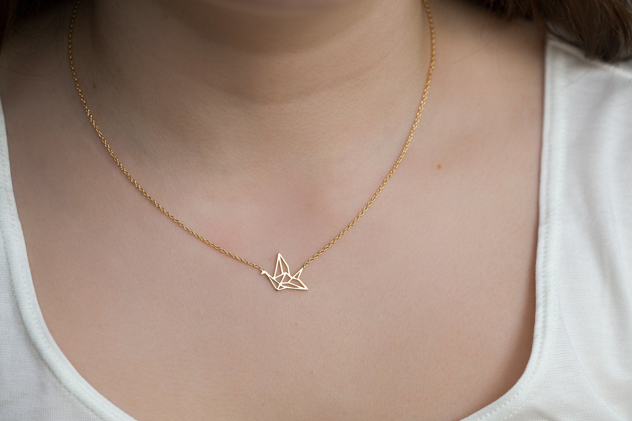 Kette mit Anhänger Vogel Vergoldet - Origami Halskette | Shop Nory