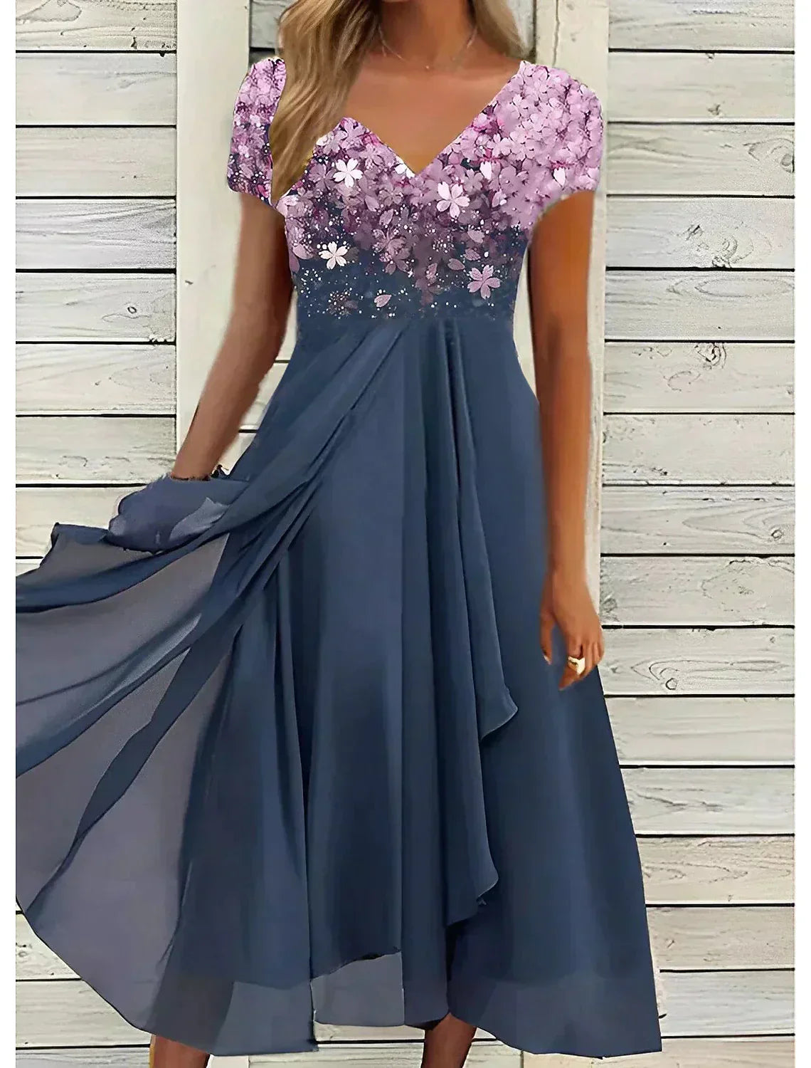 Shopnory | Elegantes Midi Kleid mit Blumen-Spitze
