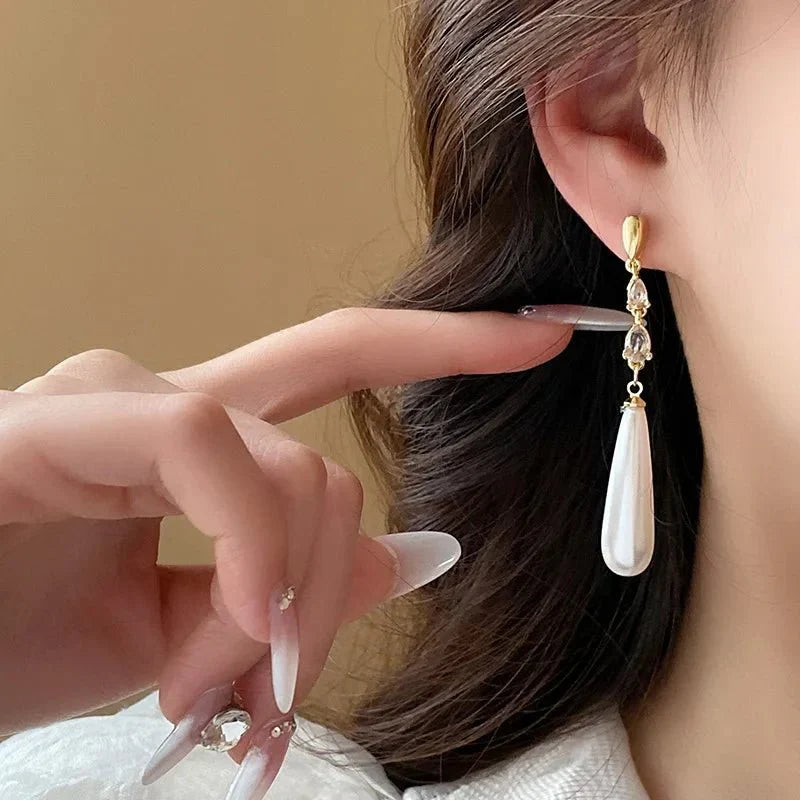 Wasserfallperle Diamantohrringe