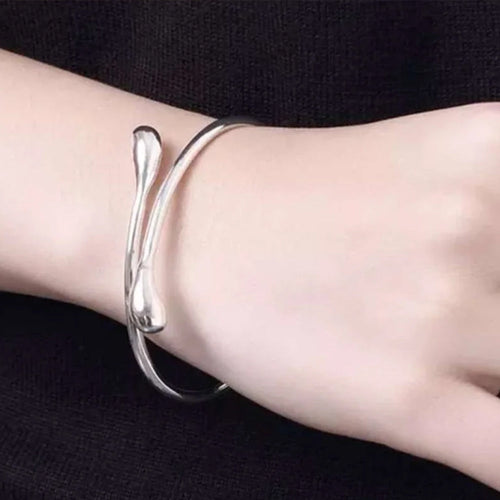 925 Sterling Silber Wasser Tropfen Offene Armreif | Shop Nory