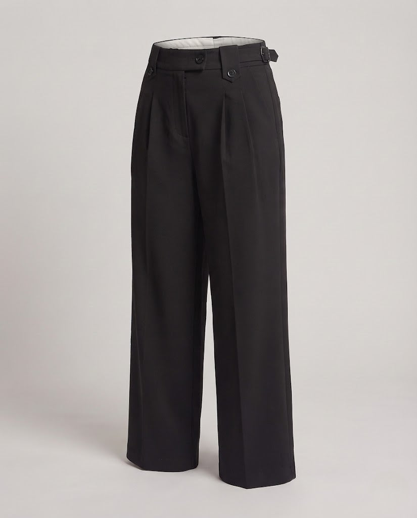 Damen Hochtaillierte weite Bundfaltenhose mit verkürzter Länge Shop Nory