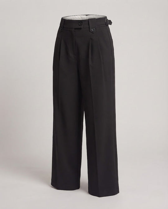 Damen Hochtaillierte weite Bundfaltenhose mit verkürzter Länge Shop Nory