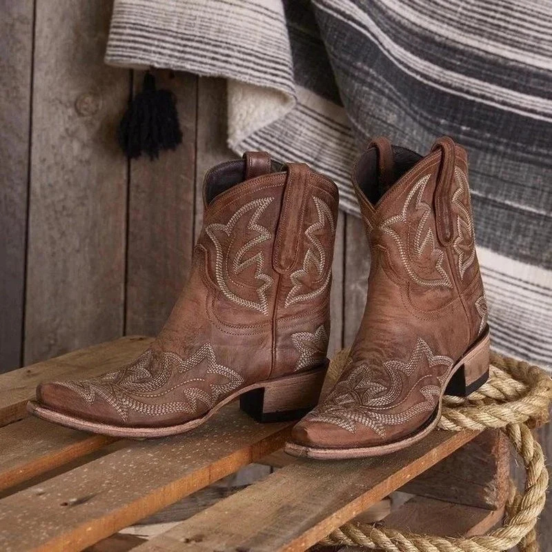Damen Western Cowboystiefel Braun