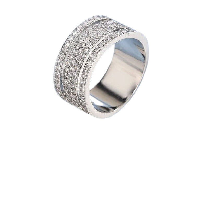 Damen Silber Mikro Pave Rad Strass Mid Cutout Band Party Ring | Shop Nory