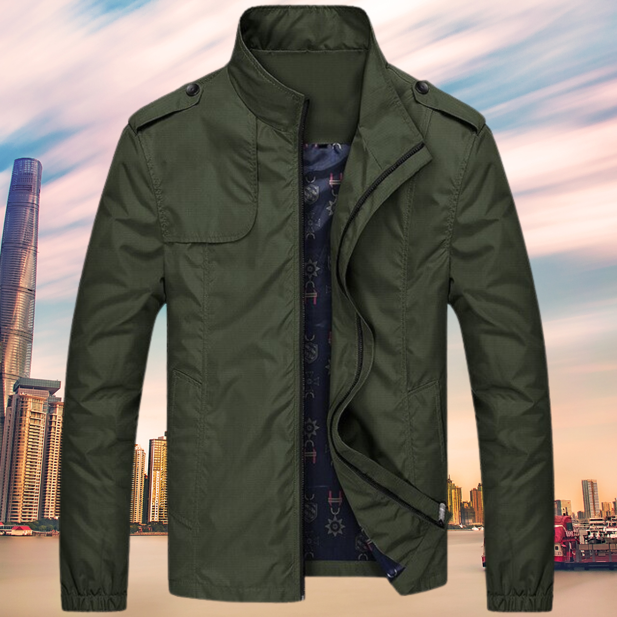 Winddichte Herrenjacke mit Kragen