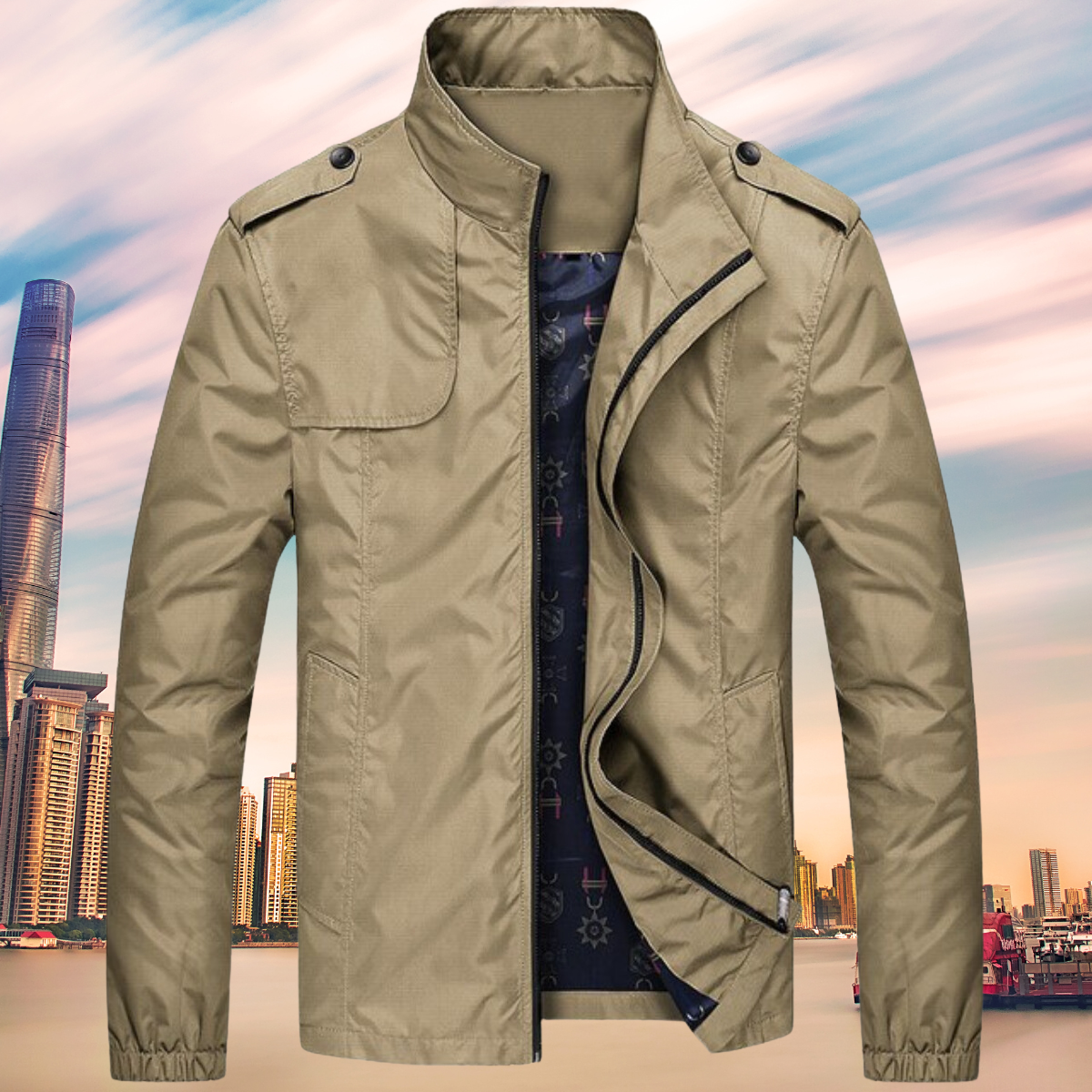 Winddichte Herrenjacke mit Kragen