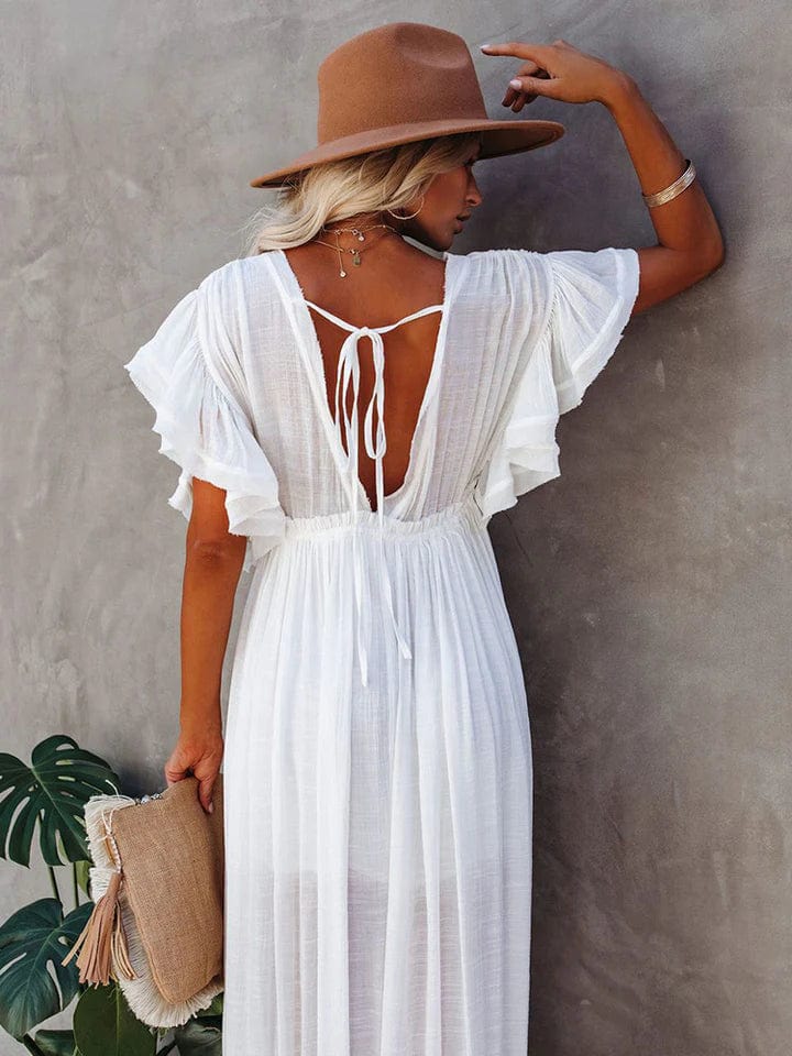 Weiße Lange Strandkleid