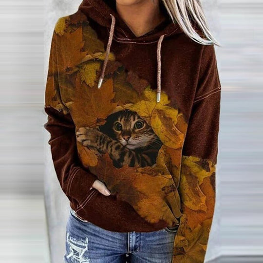Hoodie Relaxed Fit Künstlerischer Druck Weiche Baumwolle Tasche