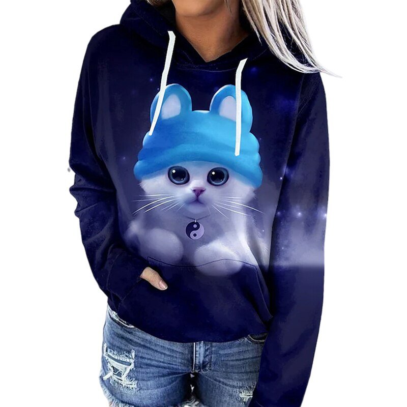 Hoodie Relaxed Fit Künstlerischer Druck Weiche Baumwolle Tasche