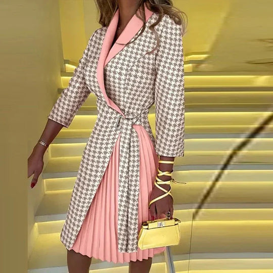 Eleganter gekerbter Kragen Blazer Kleid