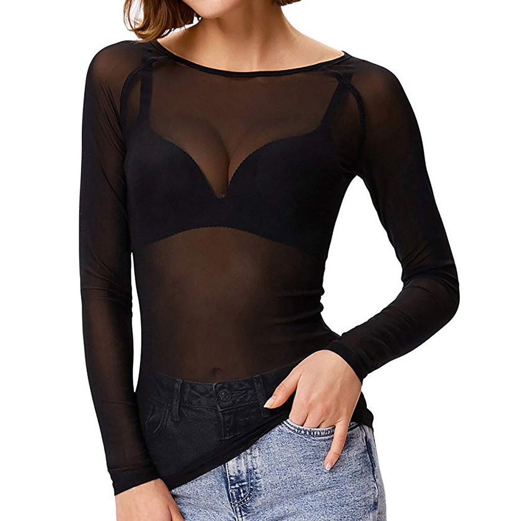 MESH – Verführerisches Durchsichtiges Oberteil mit Langen Ärmeln für Damen