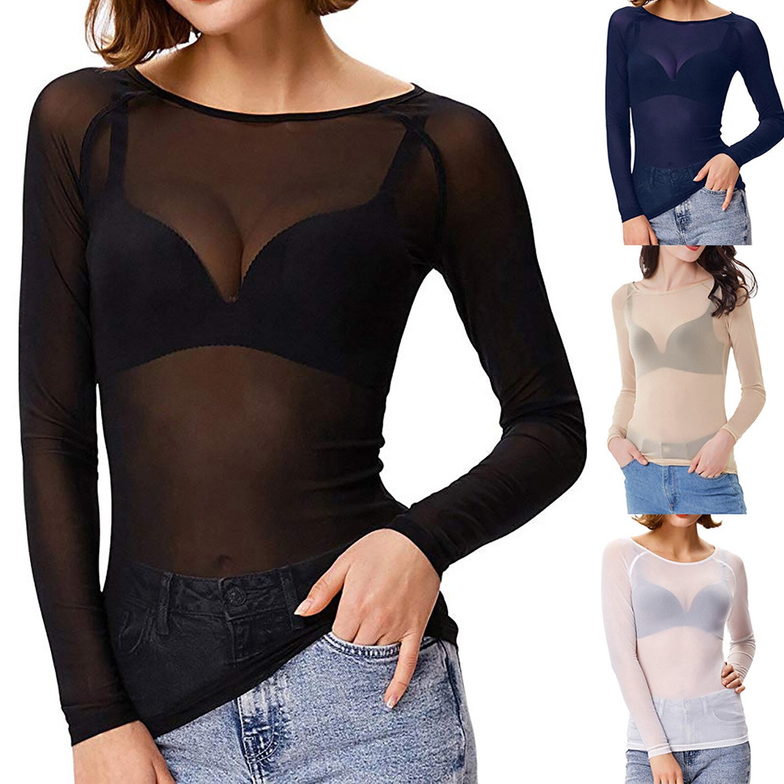 MESH – Verführerisches Durchsichtiges Oberteil mit Langen Ärmeln für Damen