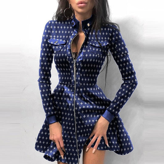 Leder-Reißverschluss Minikleid
