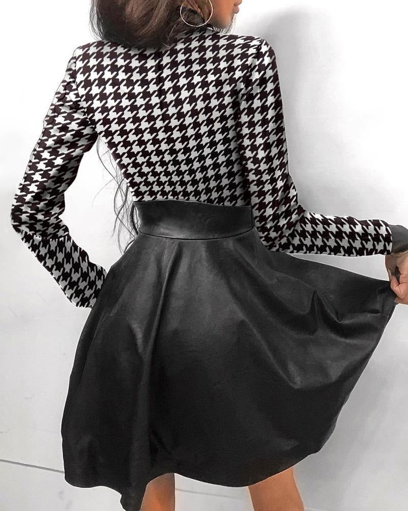 Leder-Reißverschluss Minikleid