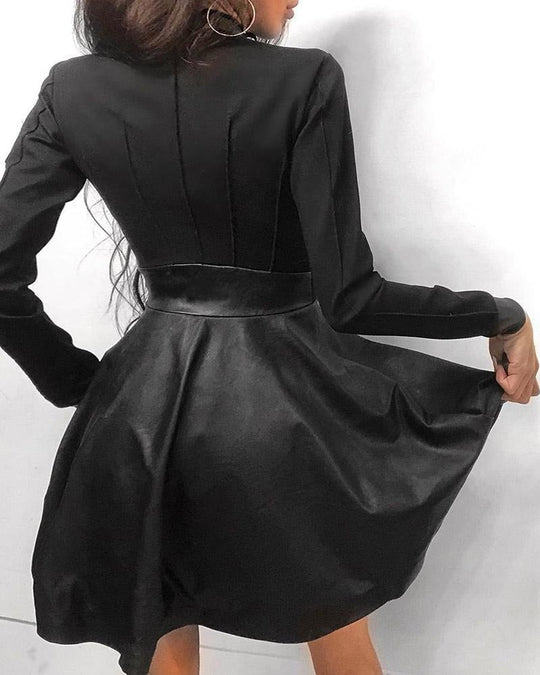 Leder-Reißverschluss Minikleid