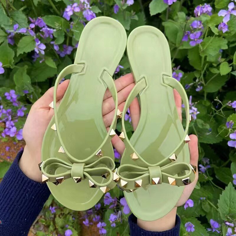 WOLF Nieten-Schleifenknoten Flip-Flops Sandalen - FashionWOLF