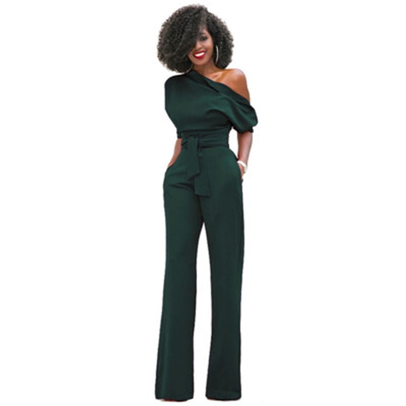 Schulterloser, Eleganter Jumpsuit mit Gürtel für Damen