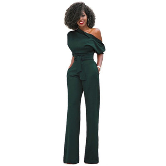 Schulterloser, Eleganter Jumpsuit mit Gürtel für Damen