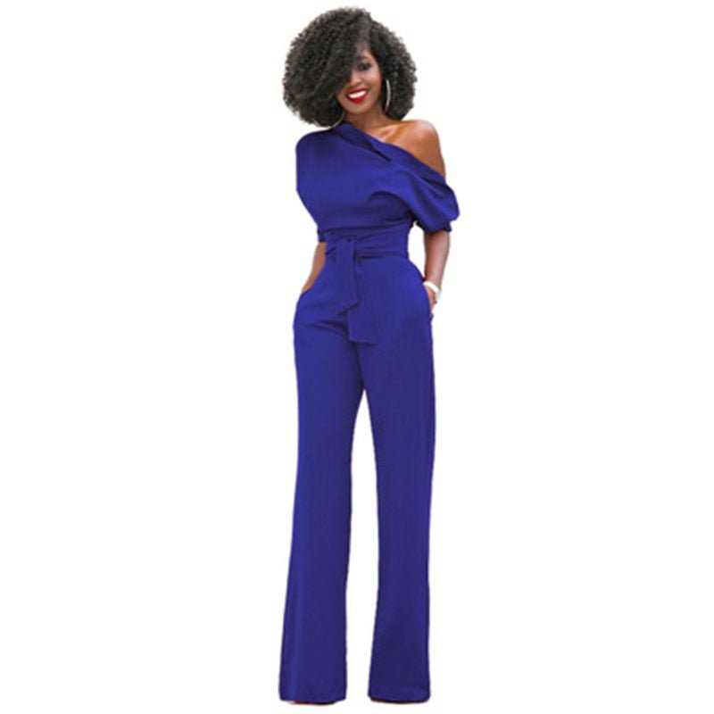 Schulterloser, Eleganter Jumpsuit mit Gürtel für Damen