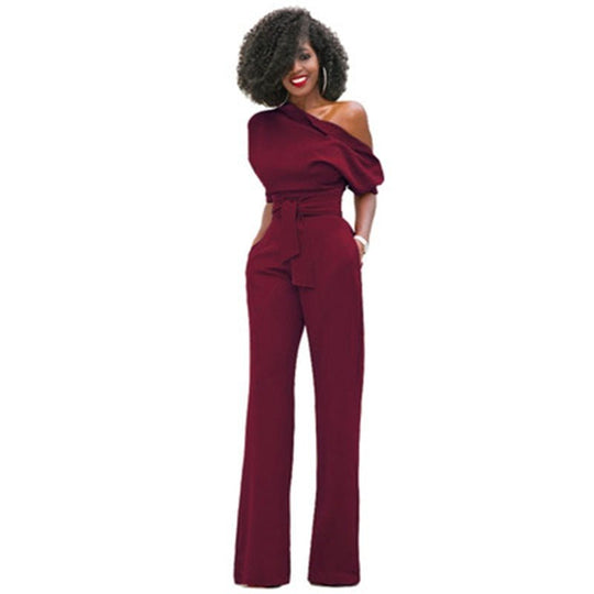 Schulterloser, Eleganter Jumpsuit mit Gürtel für Damen