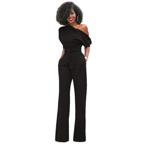 Schulterloser, Eleganter Jumpsuit mit Gürtel für Damen