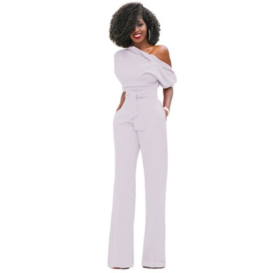 Schulterloser, Eleganter Jumpsuit mit Gürtel für Damen