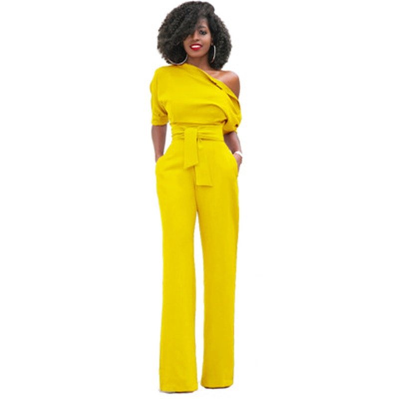 Schulterloser, Eleganter Jumpsuit mit Gürtel für Damen