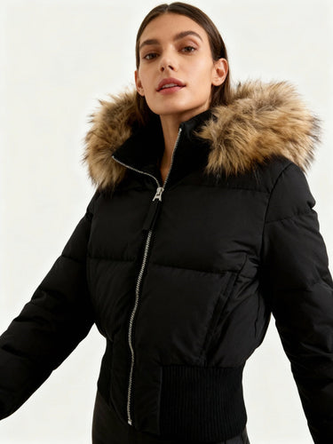 Damen Gesteppt Winterjacke mit Warm & Abnehmbarer Kapuze | ShopNory