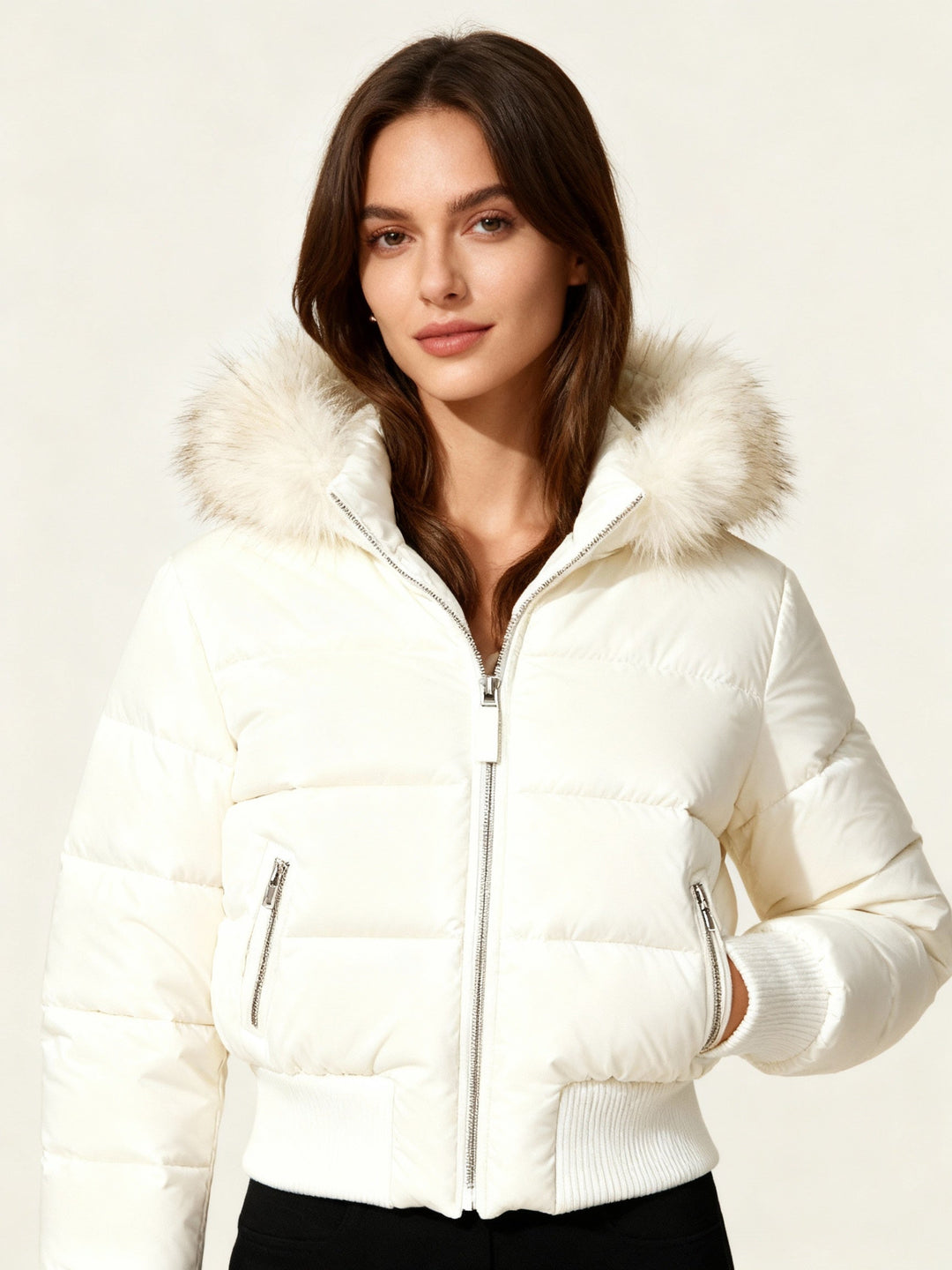 Damen Gesteppt Winterjacke mit Warm & Abnehmbarer Kapuze | ShopNory