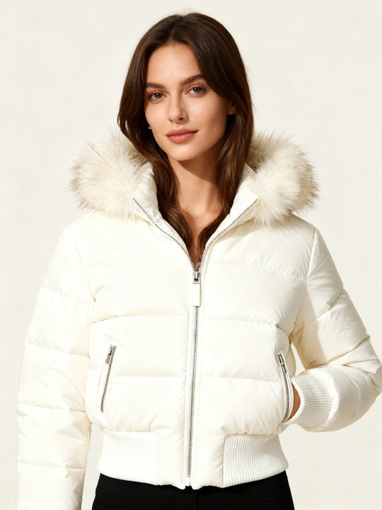 Damen Gesteppt Winterjacke mit Warm & Abnehmbarer Kapuze | ShopNory