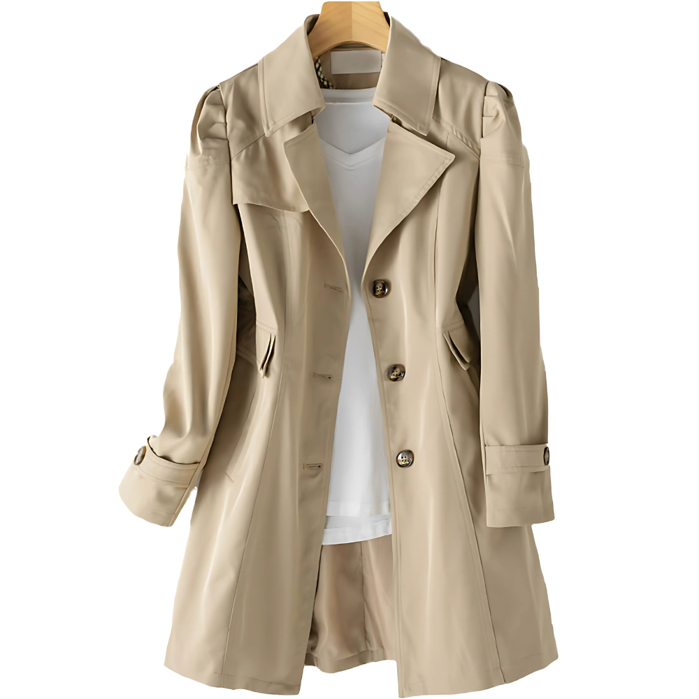 Damen Beiger Trenchcoat - Wasserabweisend Mittellang